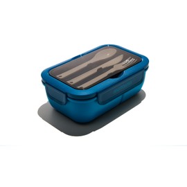 Muitomas, Lunchbox 1100 ml, Lunchbox mit Besteck und drei Innenfächern, luftdichte Lunchbox für Lebensmittel, Mikrowelle, Spülmaschine und Gefrierschrank, Farbe Blaugrün