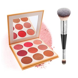 Welhammsae 9 Colors Blush Contour Highlighter Palette, All in One Makeup Palette with Brush, Highlighter Blush Powder Cosmetics, Multiple Use Contour Palette for Women Girls