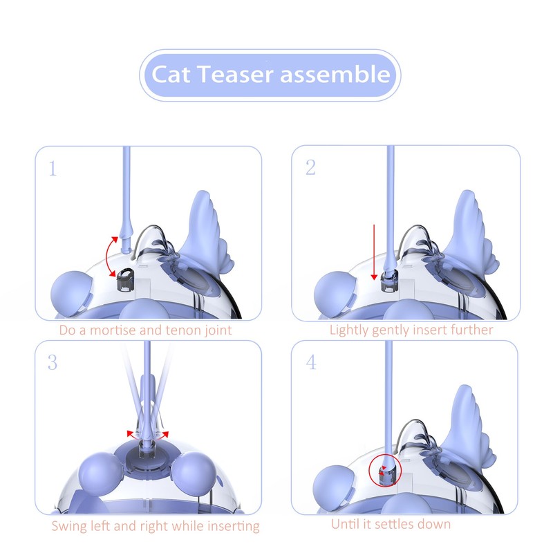 Interactive Cat Toys for Indoor with Feather Teaser Wand,Stimulation Smart