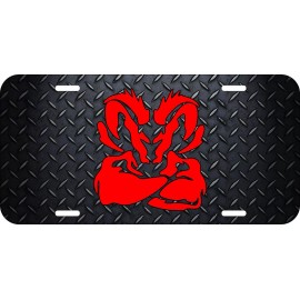 NOSTALGIC TAGS RAM MUSCLE BAD BOY RED 4X4 OFF ROAD TRUCK BLACK DIAMOND METAL LICENSE PLATE - A
