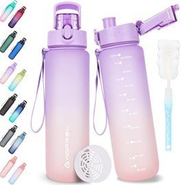 AOPREL Trinkflasche 1l, Trinkflasche Sport Tritan & BPA-Frei Wasserflasche Mit Filter und Bürste, Auslaufsicher Sportflasche Für Fitness, Wandern, Camping, Schule und Büro