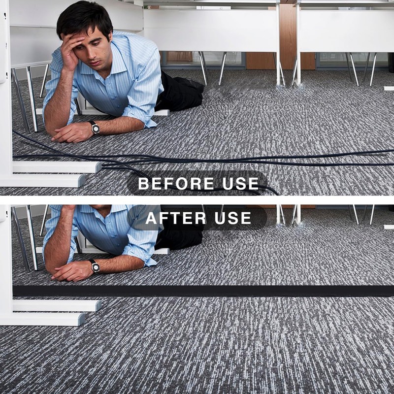 6” W X 10’L Black Floor Cord Cover for Office