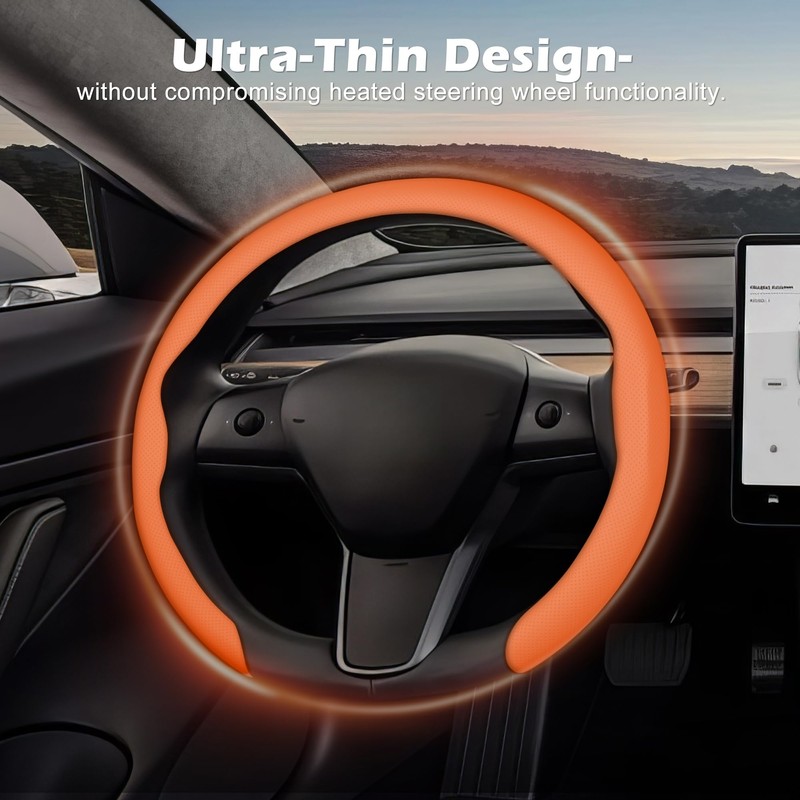 Frani Nappa Leather Steering Wheel Cover,Universal Fit 15 Inch-Premium Non-Slip