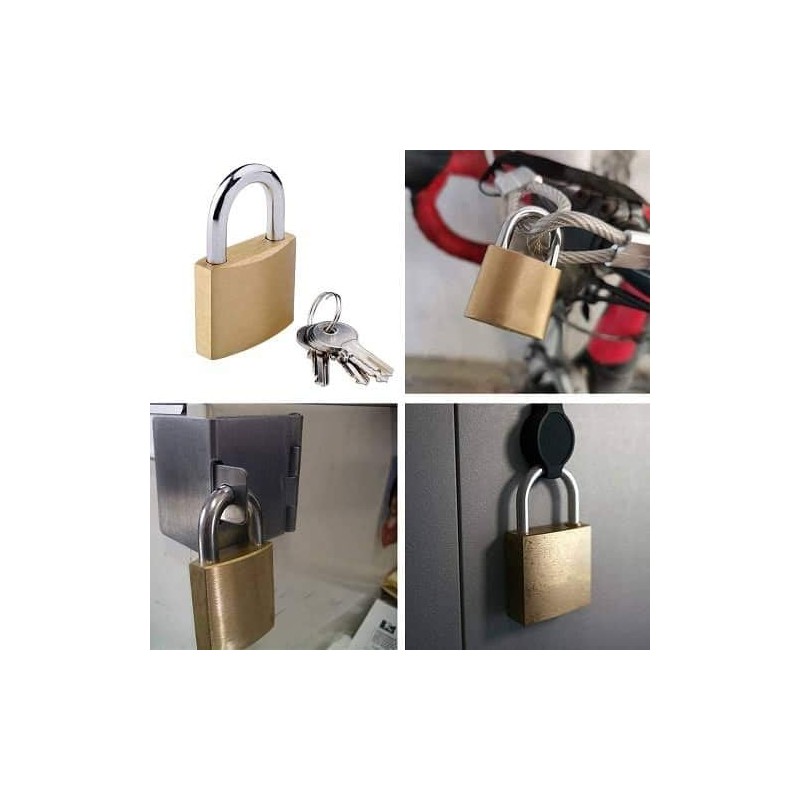 CABLEPELADO Gold Tone Solid Brass Padlock with Key 63mm