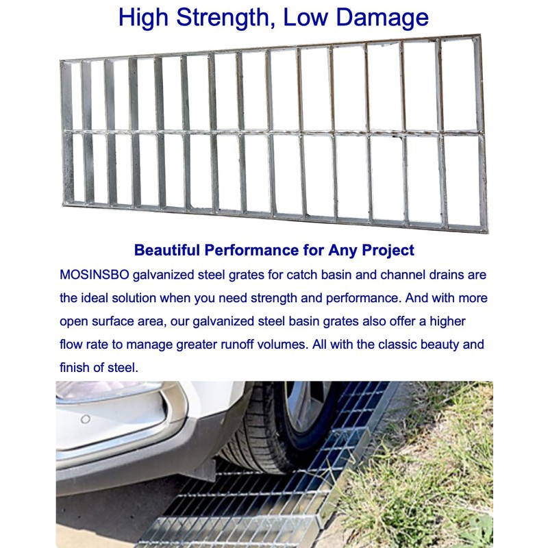 MOSINSBO Galvanized Steel Drain Grate 20x8 in for NDS 8"