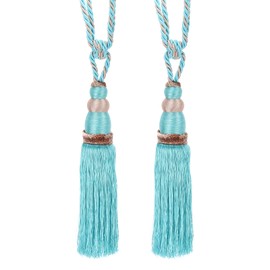 PATIKIL Curtain Tassel Tiebacks, 2 Pack 28" Gourd Shape Curtain Holdbacks Rope with Tassel, Handmade Tie Backs Window Drapery Decorative Rope for Home, Cafe, Office, Sky Blue