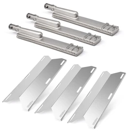 Adviace Grill Parts for Jenn-Air 720-0061-LP 720-0099-NG 720-0100-NG 720-0171, 3 Pack Heat Plates and 304 Stainless Steel Grill Burners for Jennair Jenn Air 720-0061 Gas Grill Models