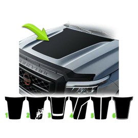 BENINI DESIGN STUDIO 2022 2023 2024 Blackout Pro4x Hood Racing Stripe Vinyl Decal Black Blackout Compatible with Nissan Frontier 2022 2023 2024 2025 (Style 1, Matte Black)
