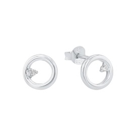 Amor 2026260 Women's Stud Earrings 925 Sterling Silver with Synthetic Zirconia 0.8 cm Silver Comes in Jewellery Gift Box, Sterling Silver, Cubic Zirconia