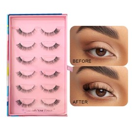 Faux Mink Eyelashes Set - 6 Pairs Natural & Dramatic Lashes, Reusable, Lightweight for Daily & Party Makeup, Enhance Eye Beauty