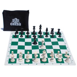 WE Games Ultimate Compact Tournament Chess Set with Green Silicone Chess Board