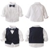 amokk Baby Boy Formal Wear Suits Bow Tie and Suspenders