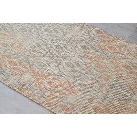 MystiqueDecors Grey & Orange Wool Modern Abstract Door Mat Printed Rug for Living Room Kitchen Entry Door Bathroom Indoor Non Slip Bath Rugs 27x45