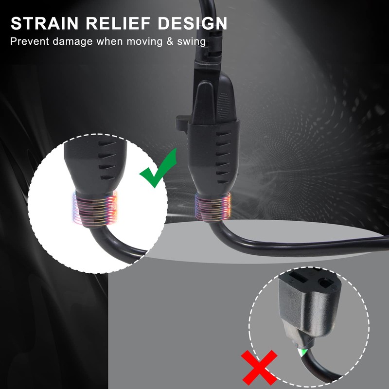 [2 Pack] Flat Plug Short Power Extension Cord - 6inch