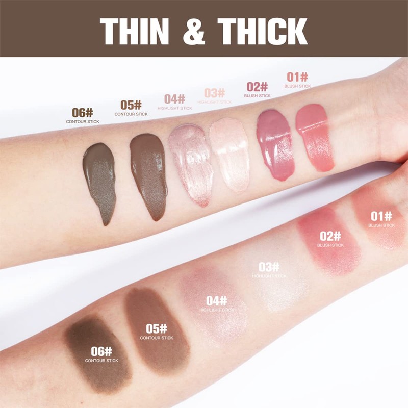 GECOMO Liquid Highlight Blush Eyeshadow Multifunctional Makeup Stick with Sponge