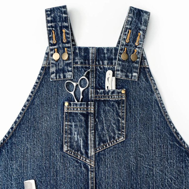 Jeanerlor - Denim Apron for Women With Pockets Cross-Back Straps