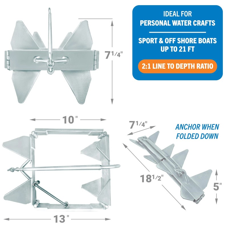 Better Boat Boat Box Anchor for Boats Small Folding Anchor
