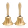 Vkinman 2Pcs Solid Brass Hand Call Bells with Wooden Handle