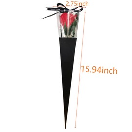 Enorteen 30 Pcs Single Roses Flower Gift Bags Flower Packaging Bags Flower Bouquet Wrapping Gift Bags for Bridal Shower Wedding Graduation Anniversary Birthday Mother's Day (Black)