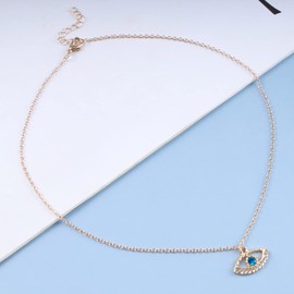 Atentuyi Cz Evil Eye Necklace Gold Cz Pendant Necklace Rhinestone Third Eye Necklace Blue Cubic Zirconia Necklace Choker Blue Eye Crystal Necklace Vintage Necklace Jewelry for Women and Girls