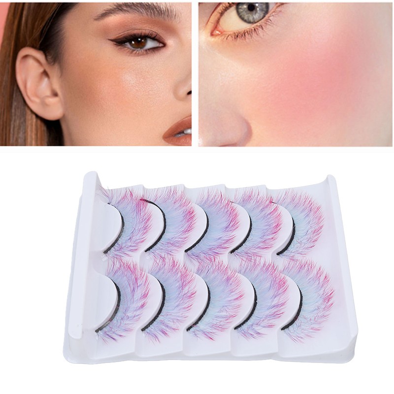 5pcs Colorful Eyelashes Dramatic Gradient Color False Eyelashes Fluffy 3D