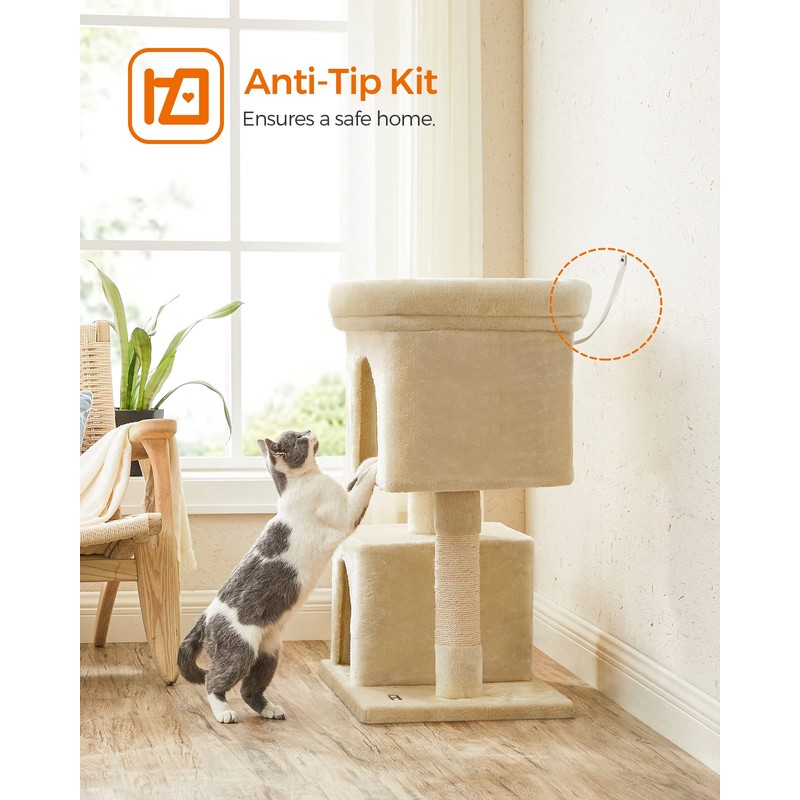 Feandrea Cat Tree, 33.1-Inch Cat Tower, L, Cat Condo for