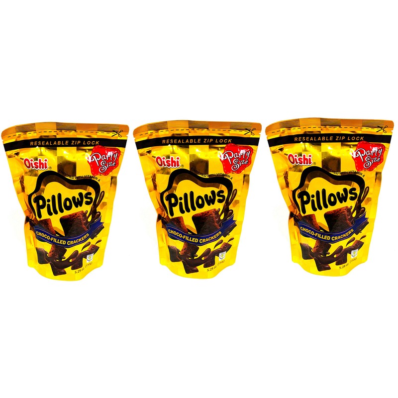 Oishi Pillows Choco-Filled Crackers Party Size, 5.29 oz, 3 packs
