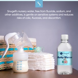 Snugell Bottled Distilled Water for Baby Care (12oz, 12-Pack) – Ultra-Pure, BPA-Free, Ideal for Formula Mixing, Bottle Sterilizing & Everyday Hydration – Safe Nursery Water for Babies – Made in USA