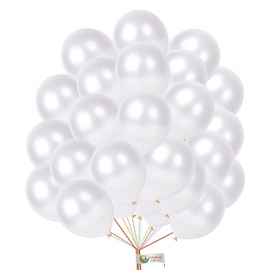 Balloons Hub Metallic Balloons 10 Inch Metallic White Balloons Pearl Birthday Balloons Wedding Engagement Party Baby Shower Decoration Festivals Occasion Décor Pack of 20.
