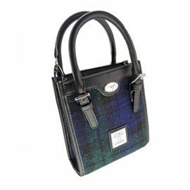 Glen Appin Harris Tweed 'Keltie' Tall Mini Tote Handbag With Removable Shoulder Strap (Col 60 Black Watch)