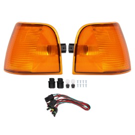 HECASA Pair Corner Light Compatible with Peterbilt 375 385 Trucks Turn Signal Side Marker Parking Lamp Assembly Halogen Amber Lens (Left & Right Side)