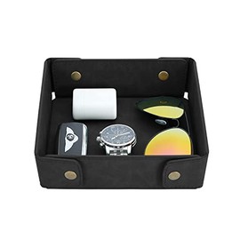 CASIRENA Faux Leather Valet Tray Organizer for Men - Catch-All Tray for Entryway Table Key, Wallet, Watch, Coin Change, Phone, Dresser EDC Dump Jewelry, Bedside Nightstand Desk-top Catchall Tray