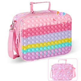 Pop Lunch Box Kids Lunch Bag for Girls Back to School Insulated Pink Lunch Box Reusable Food Containers Lunch Box School Supplies Leakproof Cooler Lunch Tote Bag for Work Office Travel School Picnic