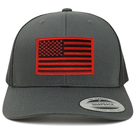 Armycrew Gorra de malla con diseño de bandera americana, color gris, Negro Rojo, Talla única