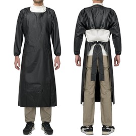 ELEBOX Waterproof Apron Smock with Long Sleeves, Safety lab Apron Work Uniform, Chemical Resistance Anti-Tear Aprons for Dishwashing, Butchering & Dog Grooming