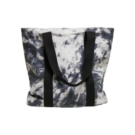 Urban Classics Unisex Tie Dye Tote Bag with Zip, Carry Bag for Men and Women in Batik Look, One Size, black / white