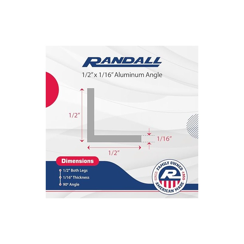 Aluminum Angle (1/2" Wide x 1/16" Thick) 4 FT Long