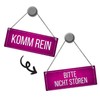 Pink Reversible Sign with Cord "Bitte nicht stören - Komm