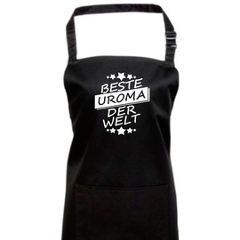 ShirtInStyle Cooking Apron Bib Apron Best Uroma The World Family Thank You Gift Baking Cooking Barbecue, black