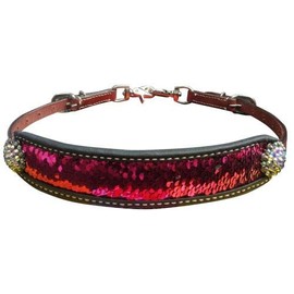 Showman Medium Leather Wither Strap w/Pink & Silver Sequins Inlay! New Horse TACK!