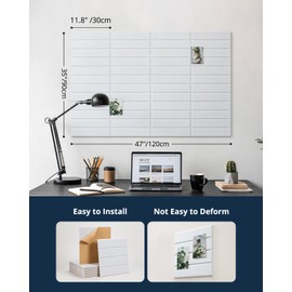 Large Cork Board, 12 Pack 12"X12"X0.4"Felt Bulletin Board Tiles with Safe Adhesive for Wall Home Office Decor, Pin Cork Boards-White