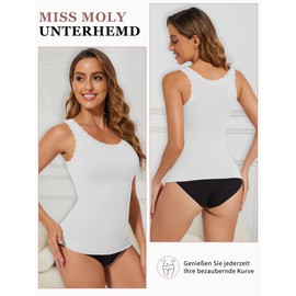 MISS MOLY Shape Undershirt Women's Belly Shaping Tank Top Seamless Undershirts Women's Figure Shaping Tank Top Body Shaper Shirt Camisole Shaping Shirt, White