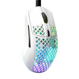 SteelSeries Aerox 3 - Mouse para Juegos Holey RGB - Diseño Ultraligero Resistente al Agua - Sensor óptico de núcleo TrueMove de 8.500 dpi - Nieve