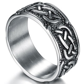 Jude Jewelers 9mm Vintage Stainless Steel Celtic Knot Ring Biker Cocktail Party (Grey, 11)