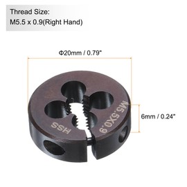 sourcing map Round Threading Die M5.5 x 0.9 Metric Thread 20mm OD Adjustable Right Hand High-Speed Steel (HSS) Round Die Screw Thread Cutting Die for Thread Repair