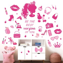 Princess Wall Sticker for Girls Bedroom Wall Sticker: Pink Doll Fashion Wall Decals - Wall Stickers Child Products Age 1-12 Years