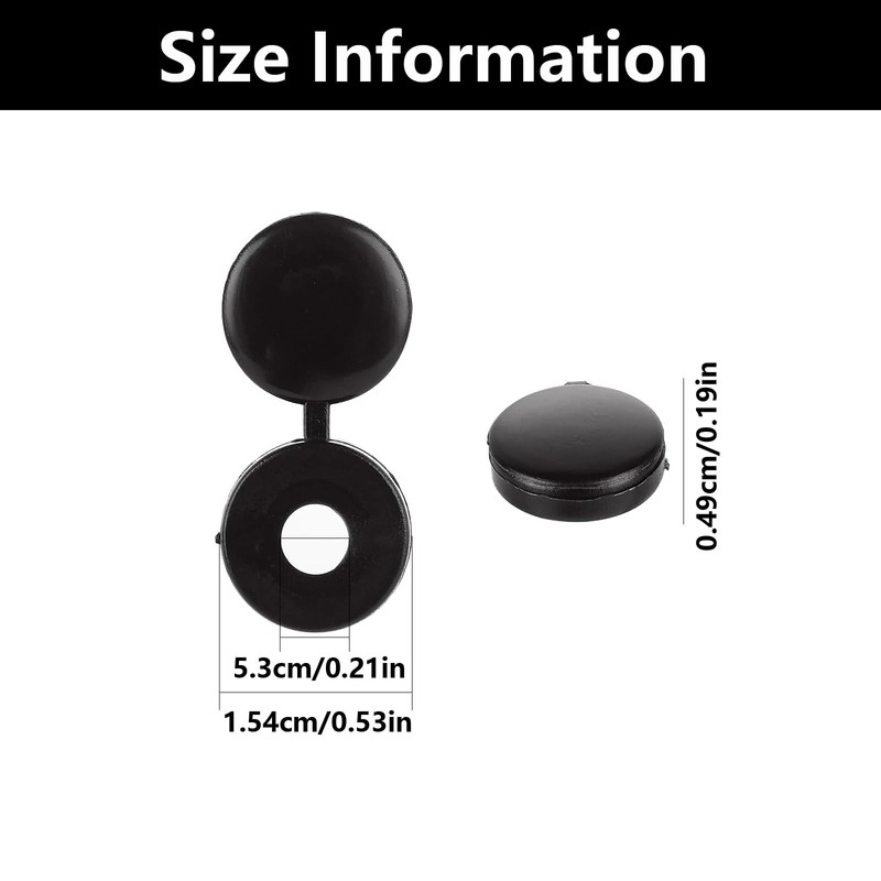 100 Pcs Black Screw Caps, Plastic Caps For Screws, Hinged