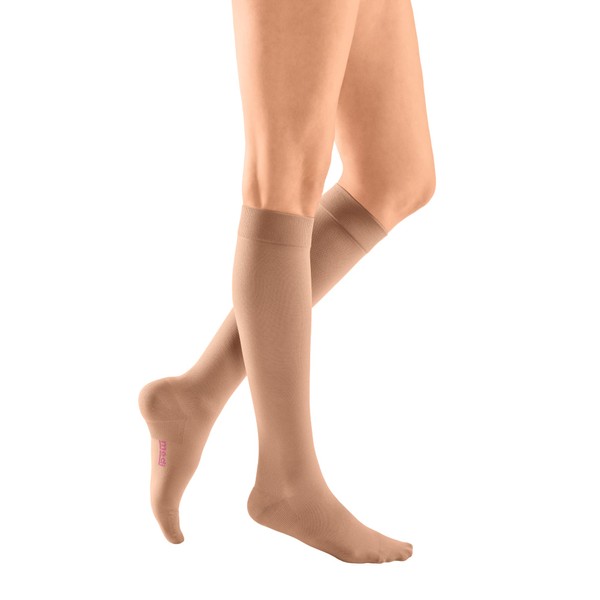 medi mediven plus knee socks with lace, unisex, compression stockings CCL2 for men and women, caramel
