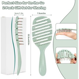 Vented Detangling Brush, 2Pcs Hair Detangler Curved Vent Brushes,Fast Dry Detangling Hair Brush,Curved and Vented for Wet and Dry Detangling Hair Brushes for Women