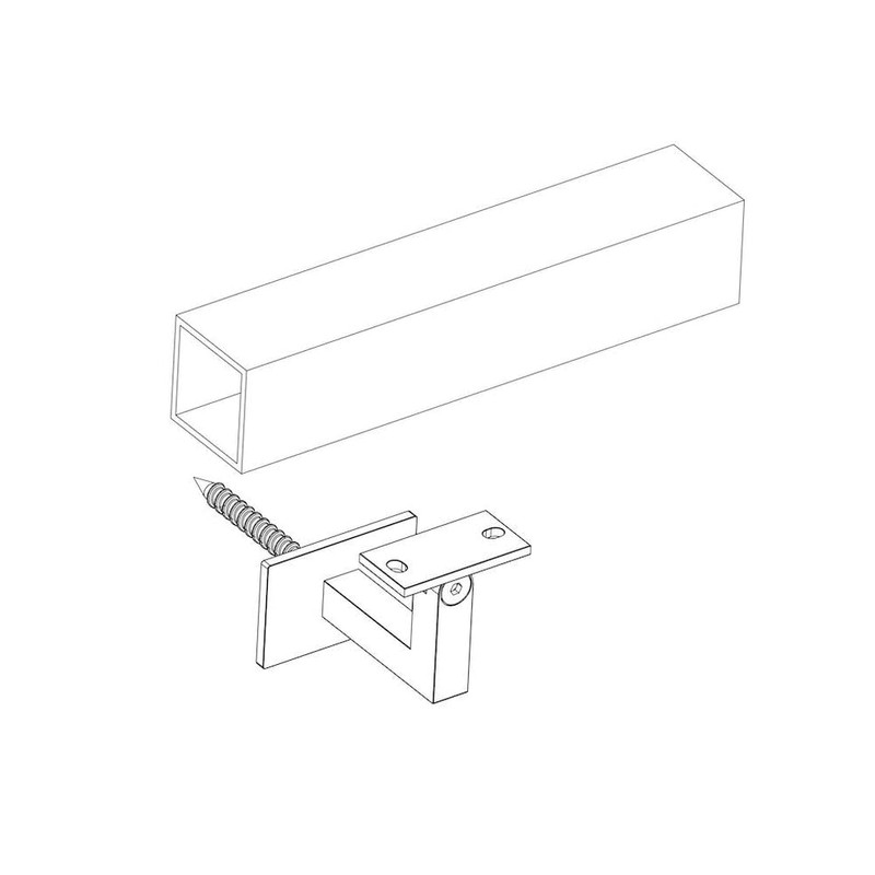 Inline Design - Stainless Steel Handrail Bracket Square for Flat/Curved